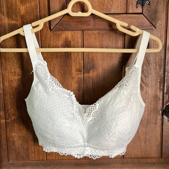 DOBREVA Women's Wireless Lace Full Coverage Bralette Padded bra size 32f - Picture 2 of 6